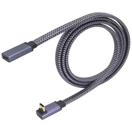 AAOTOKK Flat Braided 90 Degree USB Type C 3.1 Connector Cable 60W&3A Up&Down Angle Type C 3.1 USB Male to Female Cable Supports Charging,Data,Audio,Video Cable for Laptop&Tablet&Mobile Phone.(1M-M/F)