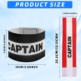 2PCS Black Red Captain's Armband, Elastic Arm Band for Soccer Team Training, Elastic Protective Arm Badge/Adjustable Leader Armband for Adult Soccer Volleyball Team