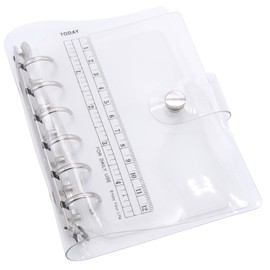 TSUKURIRO Personal Organizer, Mini 6 Holes, PVC, Transparent, Binder, Clear, Ring, Clear, 2 Pockets, Refill Set, Mini A7 Size