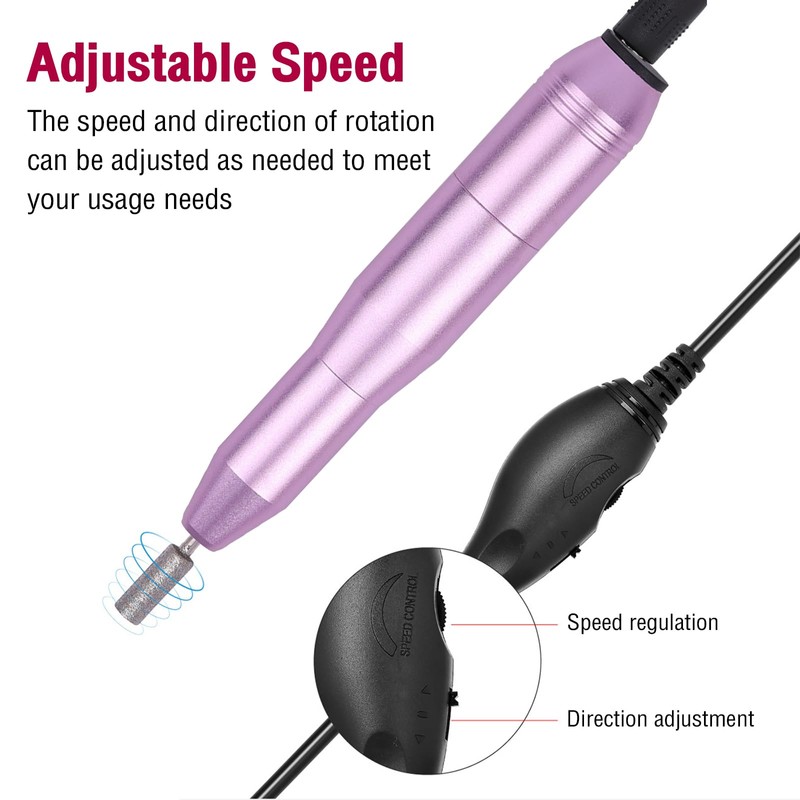 Compact Electric Nail File - 20000 RPM Adjustable E-Drill for