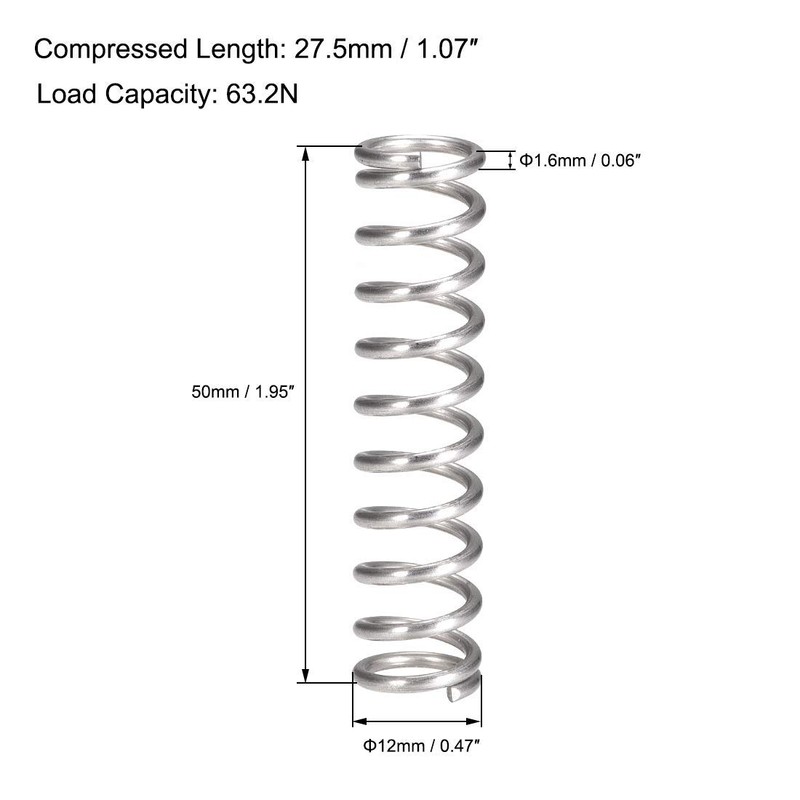 TA-VIGOR 10Pcs Extended Compressed Spring, 12mm OD,1.6mm Wire Size,50mm Length
