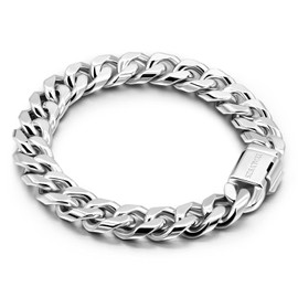 H&Beautimer Fashion 925 Sterling Silver Classic Cuban Chain Bracelet 10mm-7 "8" 9 "10" Curb Cuban Bracelet Solid Thick Large Link Bracelet For Men Jewelry Gift (Smooth style, 9 inches)