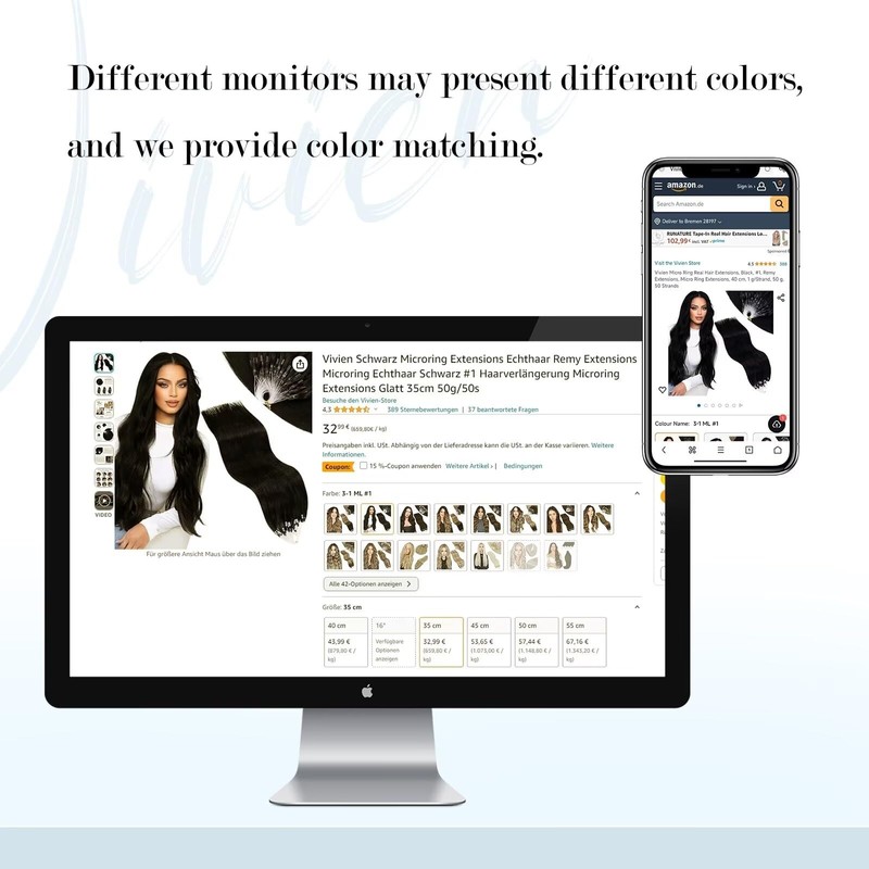 Vivien Micro Ring Real Hair Extensions, Black Extensions, Real Hair,