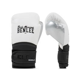 Benlee Boxing Gloves Leather and Faux Leather (1 Pair) Brampton 12 oz, Black/White/Silver