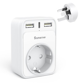 Travel Adaptor Australia-Germany, Plug Adapter with 2 USB, 1USB C (3A) Socket Adapter Type I for New Zealand, Australia, China, Argentina, Wall Charger