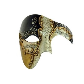 Kayso Black Phantom Mask Black Musical Half Face Venetian Masquerade Mask Phantom Design for Men