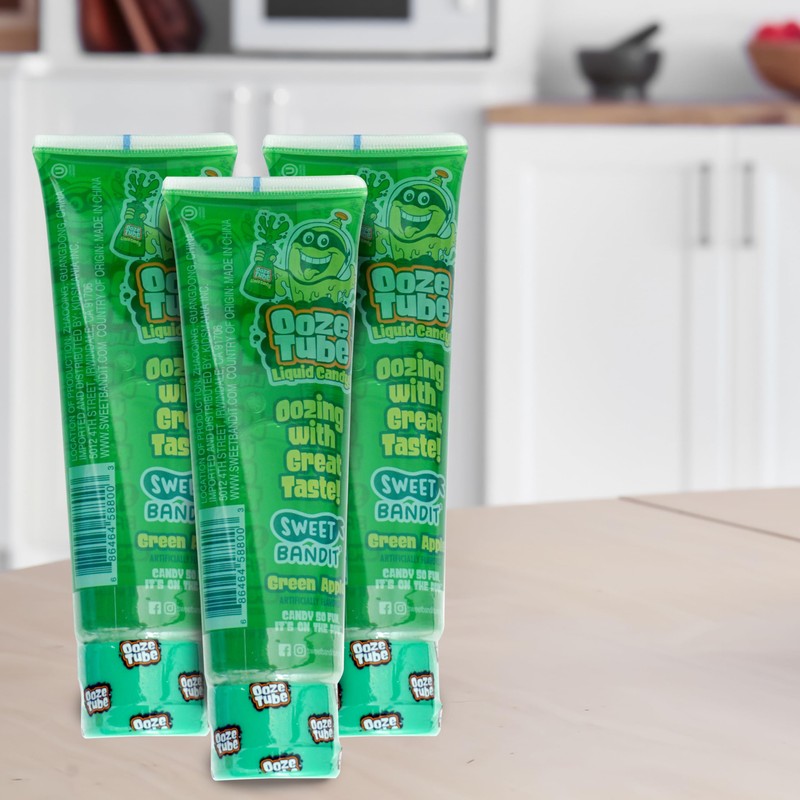 Ooze Tube Liquid Candy Green Apple, 4 Ounce Each (Pack