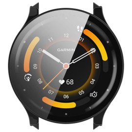 2 Pack Hard PC Case with Tempered Glass Screen Protector Compatible with Garmin Venu 3 Watch Bumper Guard Protective Cover Touch Sensitive Film