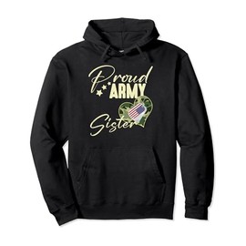 Proud Army SISTER Camouflage Dog Tag USA American Flag Pullover Hoodie