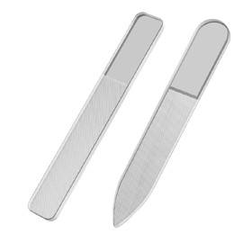 2 Pcs Glass Nail Files, Crystal Glass Nail Buffer Files with Protective Case, Nail Care Tools for Home and Salon Use (2 Shape)