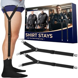 Shirt Stays Adjustable Soft and Smooth Elastic with Non Slip Clips Perfect Sock Garters for Military or Professional, Black Y Style Wave Pattern, Talla única