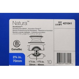 Natura Moldable Durahesive Skin Barrier Accordion Flange with Hydrocolloid Flexible Collar, Opening 1-5/16" to 1-3/4" (33 45mm), Flange 2-3/4" (70mm) Part No. 421041 Qty 10 Per Box