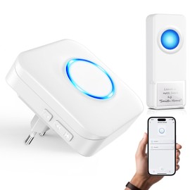 WiFi Wireless Doorbell Outdoor Waterproof Compatible with Smartphone App, Front Doorbell with LED Flash, 0-110 dB Loud Bell Front Door with 32 Melodies, Doorbell with Remote Notification