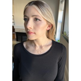 Infinity Karma Open Circle Necklace for Women, O Ring Necklace, Stackable Layered Layering Hammered Circle Pendant, Austin Down to Earth (Gold, 18-20 inches)