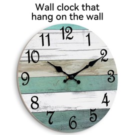 CHYLIN Wall Clock Silent Non Ticking Wall Clocks Battery Operated,Teal Rustic Clock Decorative for Kitchen Bathroom Bedroom Living Room(8 Inch)