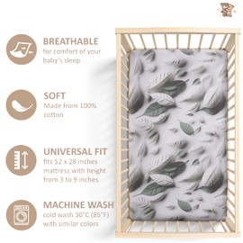 Organic Crib Sheet - 100% Cotton Baby Crib Sheets - Standard Crib Mattress Sheet (52 x 28 in) - Fitted Crib Sheets Girl Boy Neutral - Toddler Bed Sheets (Sage Green)