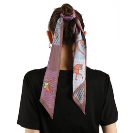 la ceida Ribbon Headband Handbag Skinny Silk Feeling Neckerchief Equestrian Horse Printed Hair Scarf,59x5.3 inch
