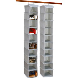 SimpleHouseware 10 Shelves Hanging Shoes Organizer Holder for Closet,10 Pockets, 2 Pack, Grey