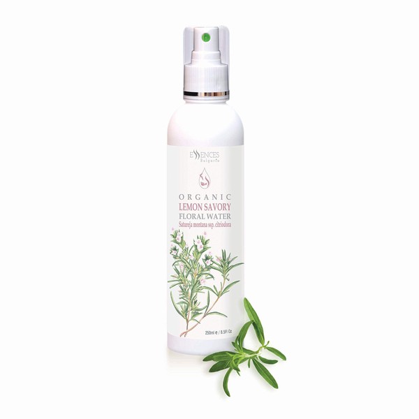 Essences Bulgaria | Organic Lemon Savory Floral Water 8.5 Fl Oz | 250ml | 100% Pure and Natural | Anti-Age Refreshing Beauty Mist | Excellent Aftershave | Alcohol-Free | Makeup Remover | Hydrating