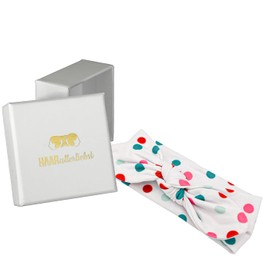 HAARallerliebst Confetti Hair Band with Bow (38 cm, Polka Dots, Colourful) with Pink Box for Storage (Box Colour: White)