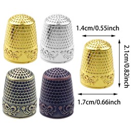 8PCS Metal Sewing Thimbles for Finger, Metal Copper Finger Protector Thimbles Pads Guard Cover Fingertip Quilting Craft Supplies Adjustable Finger Metal Protector Accessories Knitting DIY Sewing Tools
