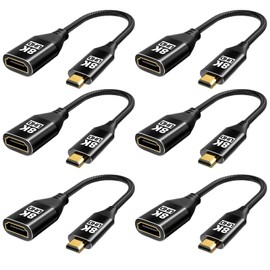 8K Micro HDMI to HDMI Adapter 6Pack, Male to Female HDMI 2.1, 8K@60Hz, 4K@120Hz HDR 3D Dolby 48Gbps High Speed, Compatible With Projector, Tablet, Graphics Card,Camcorder, Support Reverse Transmission