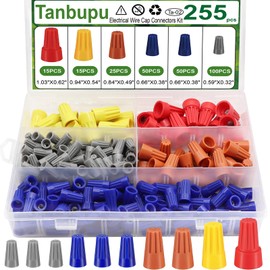 Tanbupu 255PCS Electrical Wire Cap Connectors Nuts Kit, Insulating Insert Twist Wire Connectors with Spring, Screw on Terminals Assortment Set Quick Connection