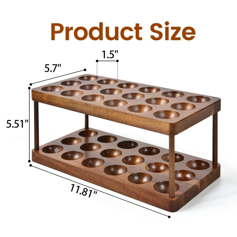 Sishynio Wooden Double Layer Egg Holder - Farmhouse Kitchen Acacia