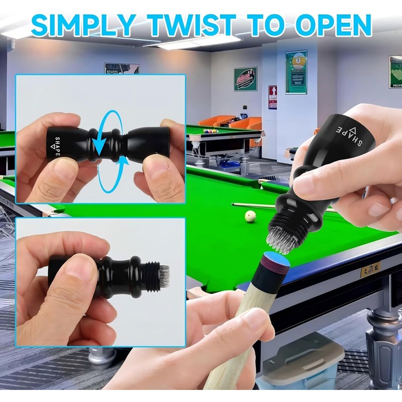 OddMart Snooker Cue Tip Shaper, 3 in 1 Pool Cue