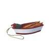 KURT ADLER RED/WHITE WOOD ROW BOAT w/WREATH & OARS NAUTICAL