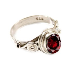 JEWELSTREZORO Granat Edelstein-für Herren und Damen, alle Größen, 925er-Sterling Silber Band Ring, handgefertigter Geschenkartikel, Schmuck TSR253AB_13 (59 (18.8))