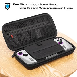 ADVcer Rog Ally Handheld Case, EVA Waterproof Hard Shell Protective Travel Case with Inner Transformable Game Console Stand, Flannel Soft Lining, Double Zipper, Carrying Handle for Rog Ally 7" (Black)