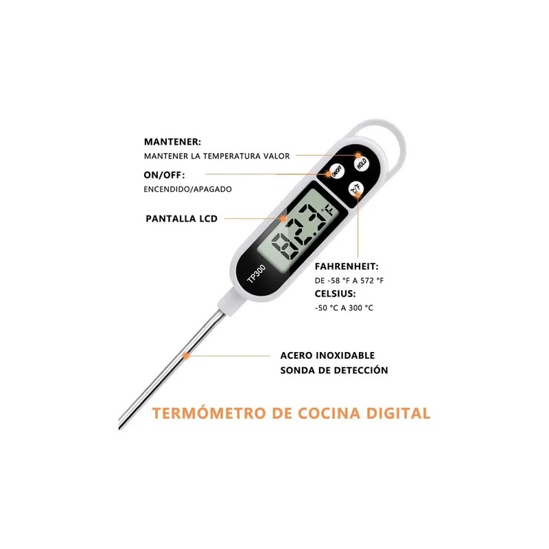 Termómetro Digital De Cocina Para Alimentos Y Carne Blanco