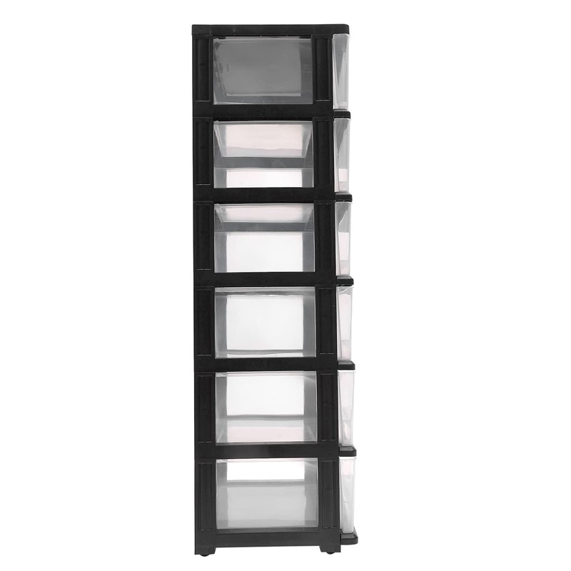 6 Clear Drawer Storage Organizer Rolling Cart,Movable Storage Tower for