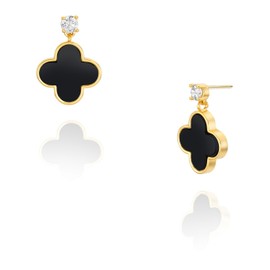 Lucky Clover Earrings for Women, Lucky Charm Drop and Dangle Jewelry and Gift (Clover black(E))