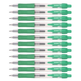 OFFICER PRODUCTS DONAU Classic Retractable Gel Pen, Colour: Green, Pack of 12, Line Width: 0.25 mm, Ball Diameter: 0.5 mm, Soft Feel Grip