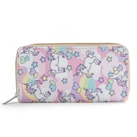DonDon Women's Purse with Zip, Unicorns and Flamingos Multicolour