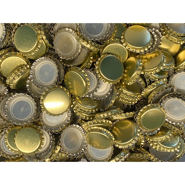 AE-GLAS Pack of 25, 50, 100 or 125 Gold Bottle Caps 26 mm Unpunched – for Beer Bottles, Lemonade Bottles and for Sealing Any Standard Bottles (Pack of 25)