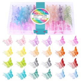 Hoyols Butterfly Clips for Girls, 90s Butterflie Accessories for Women, Cute Mini 2000s Hair Claw Clip Plastic Claw Rainbow Rave Festival Assorted 12 Hues 48 pcs (Gradient Color)