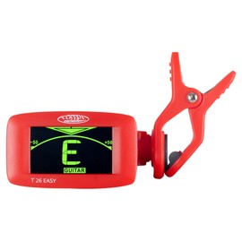 Classic Cantabile T-26 Easy Clip Tuner - Chromatic Clip-on Tuner - 360° Rotating Head - Suitable for Guitar, Bass, Ukulele and Many More - Automatic Shut-Off - Red