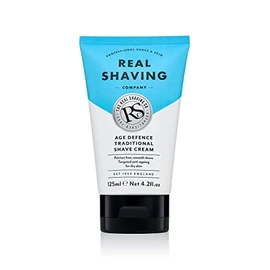 The Real Shaving Company Age Defence Traditional Shave Cream - Friction Free, Smooth Shave, Targeted Anti-Ageing for Dry or Mature Skin 1 x 125 ml