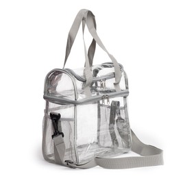 Transparent Lunch bag, stadium-approved, Heavy Duty, Large Lunch Tote for Men and women, Leakproof and Reusable - Gray