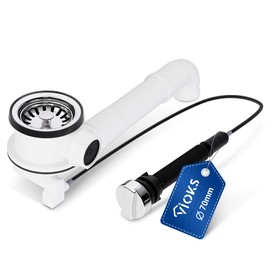 Strainer Basket Valve Drain Fitting Diameter 70 mm Bowden Cable Rotary Control 1 Inch Connection Overflow with Eccentric Valve for Sink