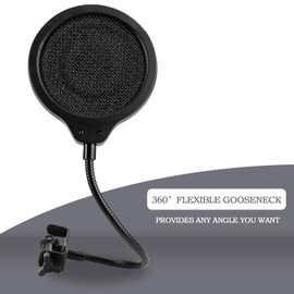 Metal Pop Filter Wind Shield with Flexible 360° Gooseneck Clip Mic Windshield for Shure MV7 by YOUSHARES