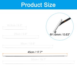 PATIKIL 18 Inch Elastic Barbed Cord, 50 Pcs 1.6mm Loop Stretch Round String with Metal Barb Fasteners for Hats Masks Menus Crafting Book, Black (45cm)