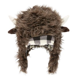 Lazy One Critter Cap Hat for Kids, Fun, Cold-Weather, Animal Hats, Cute, Warm, Winter, Cozy, Ear covers (Buffalo, X-LARGE)