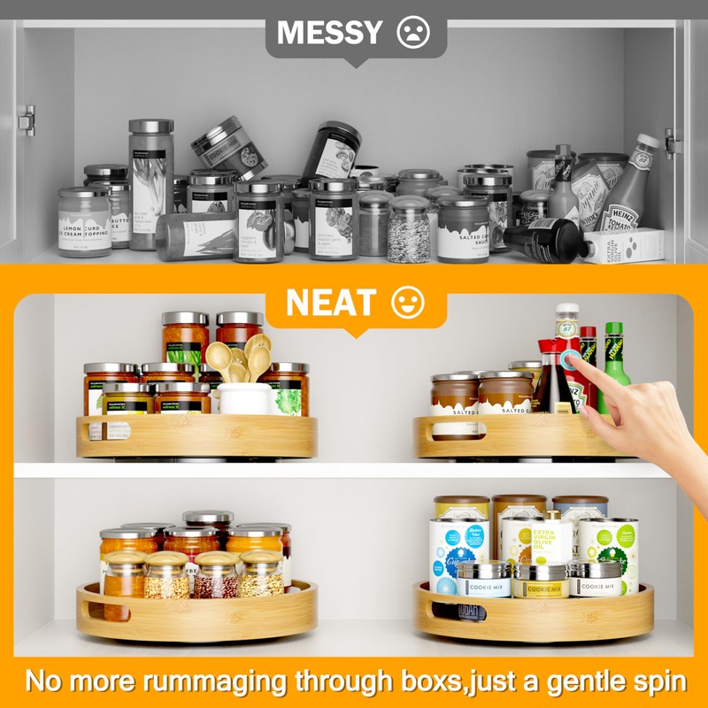 Lazy Susan Organizer Homerays 12 Inch Non-Skid Bamboo Lazy Susan