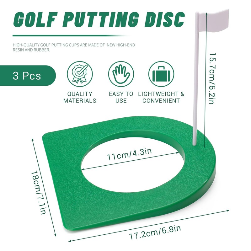BangBoom 3 Pack Golf Putting Cup Set, Plastic Green Golf