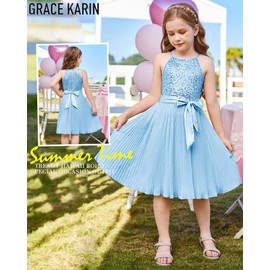 Girls Easter Dress Size 10-12 Light Blue Formal Party Birthday Halter Flower Tween Dresses