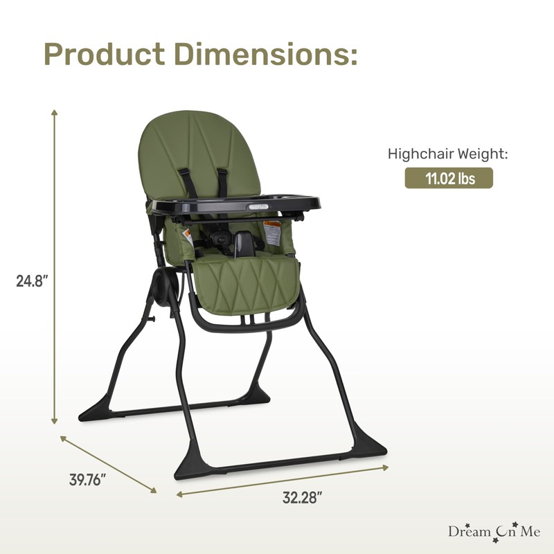 Dream On Me Snack and Stow Highchair | Adjustable Feeding